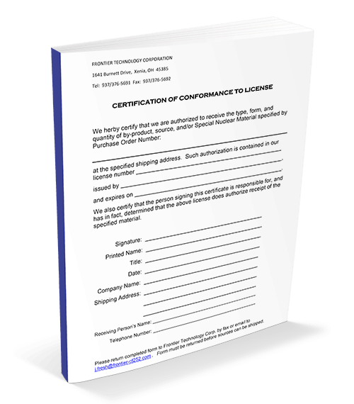 Certification of Conformance to License
